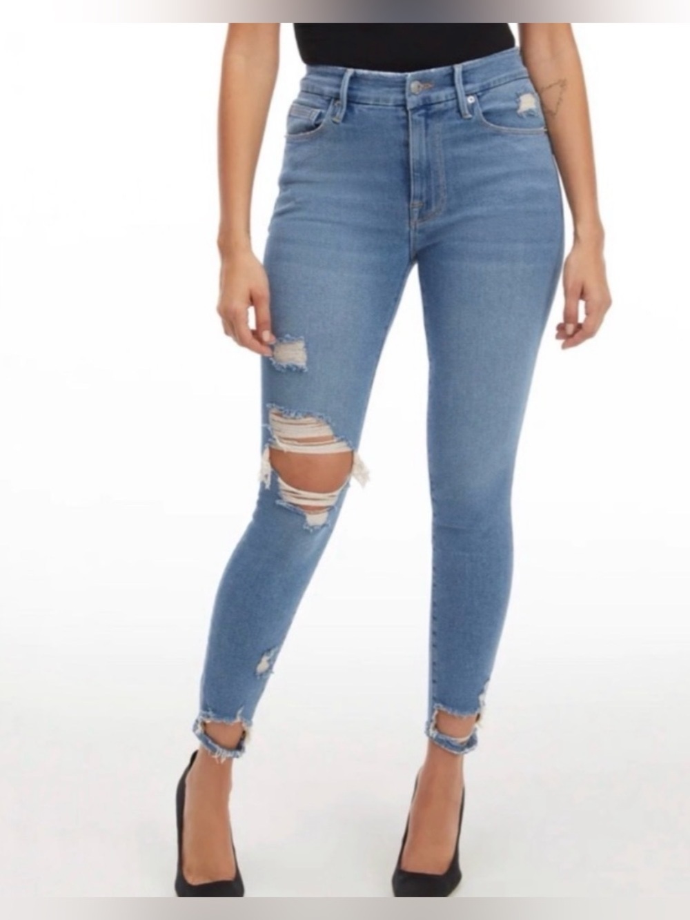 Good American good waist distressed high waist jeans, size 12/31